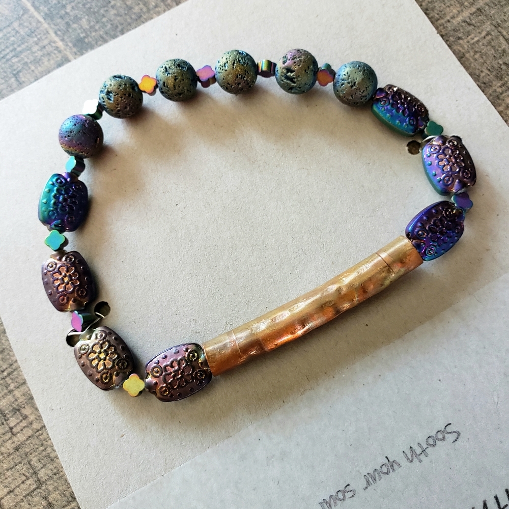Peacock Ore Aromatherapy Bracelet NWT